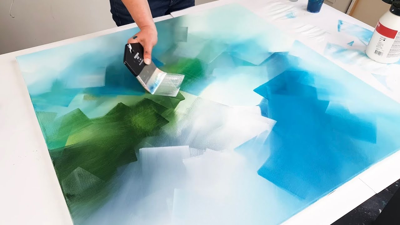New Acrylic Abstract Painting - BIG Canvas HUGE Brushstrokes / Satisfying Art