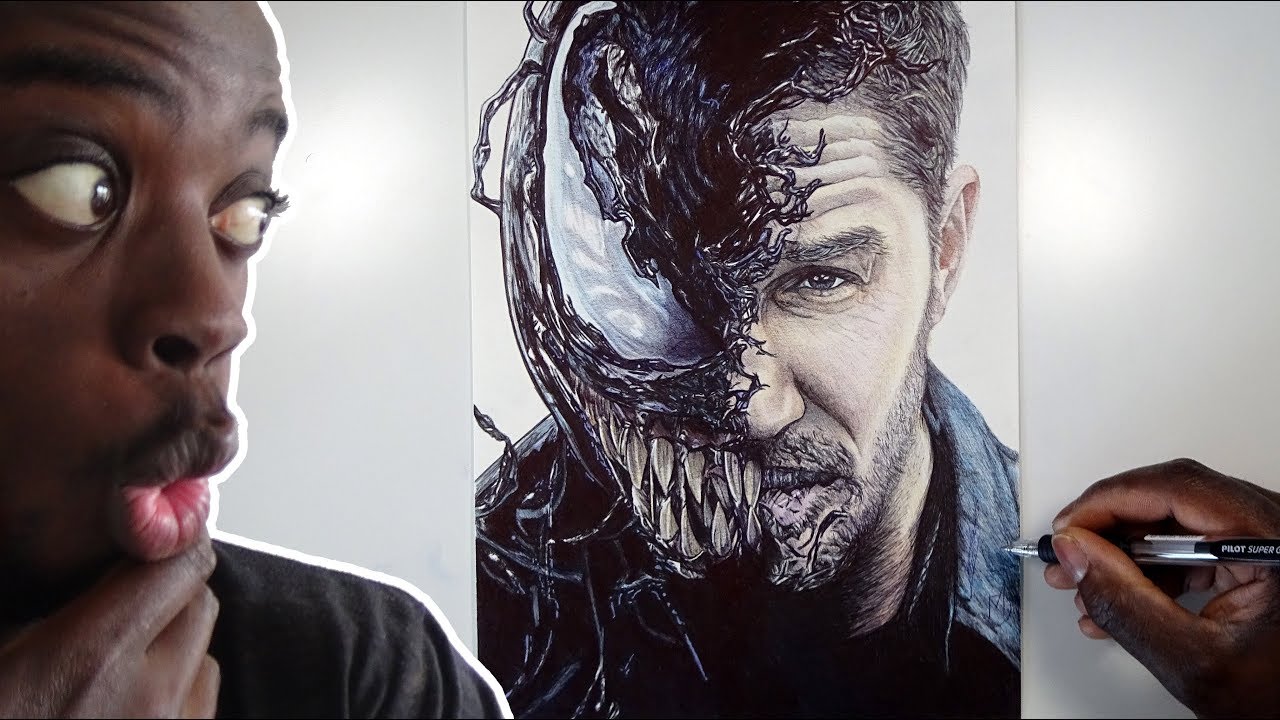 Venom PEN Drawing | Tom Hardy - DeMoose Art