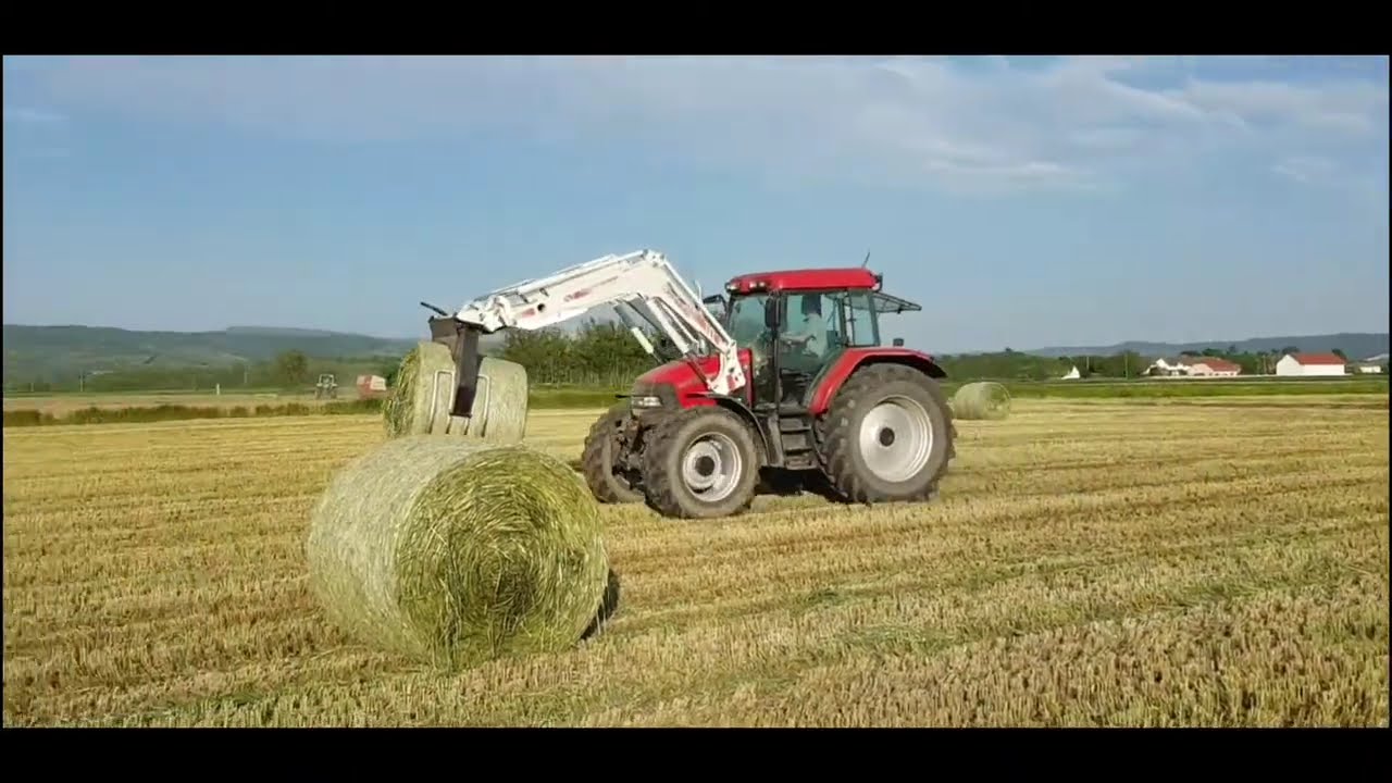 Utovar Rolo Bala Case MX 100c | Case MX 100c round bale loading and transport | Case MX 100c
