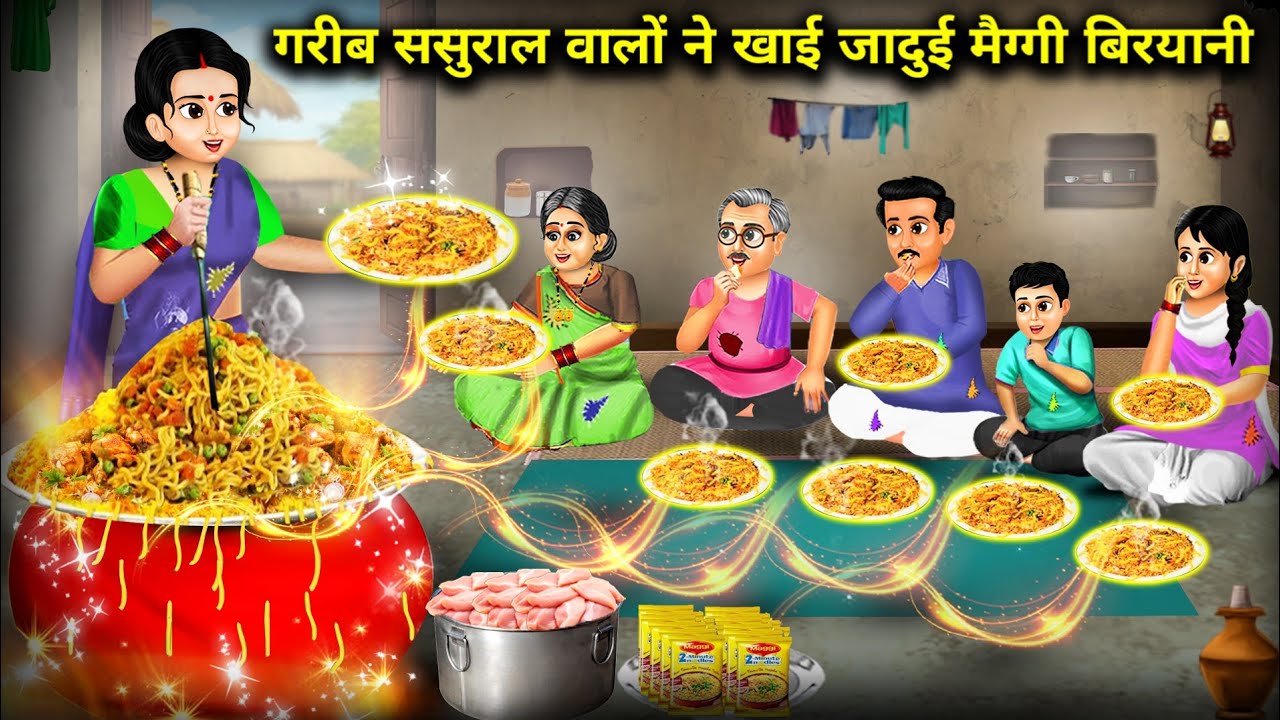 गरीब ससुराल वालों ने खाई जादुई मैग्गी बिरयानी || Cartoon Videos || Poor family stories ||