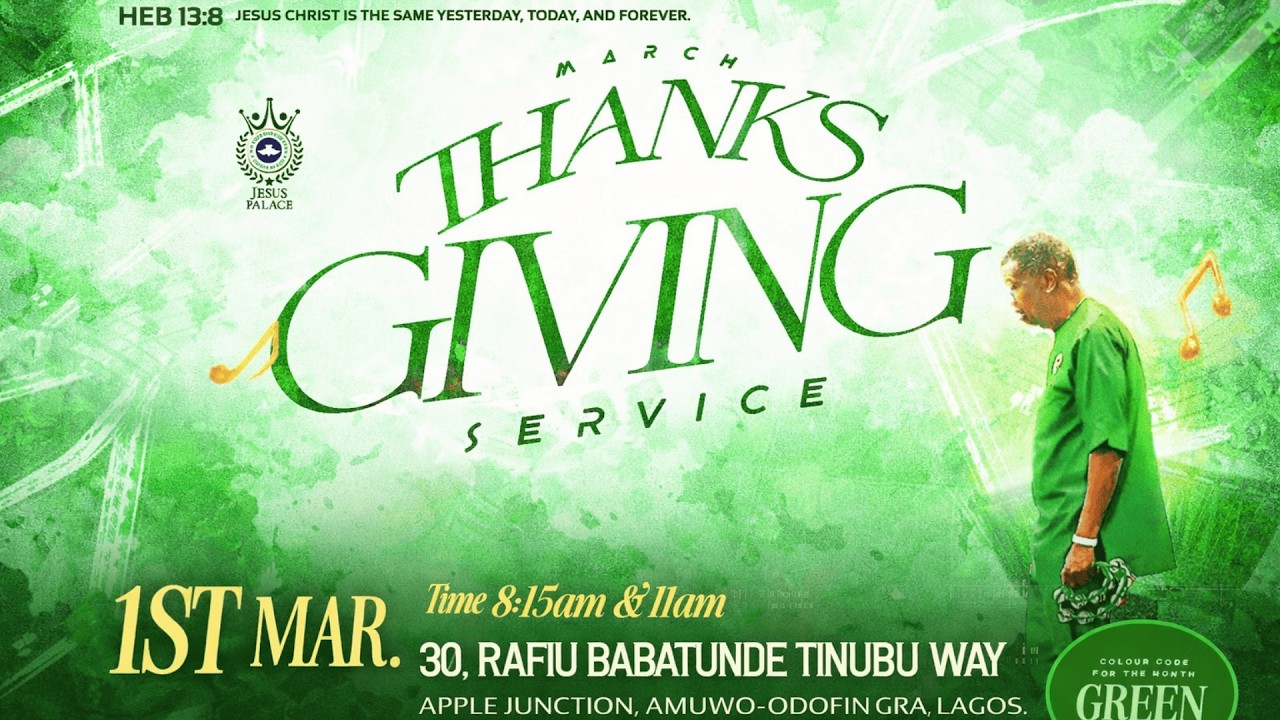 THANKSGIVING SERVICE | RCCG JESUS PALACE YP1 HQ | SUN 1ST MAR 2026