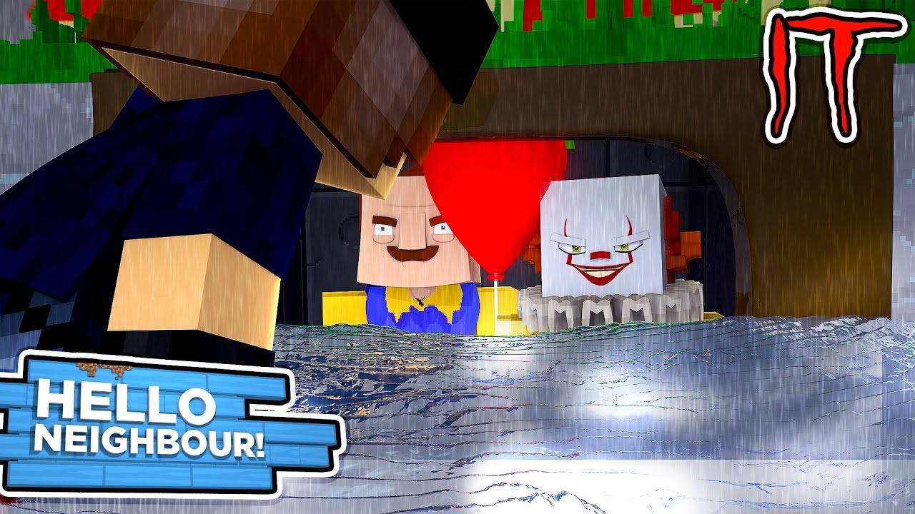 Minecraft Hello Neighbour - JACK GETS INTO THE SEWER WITH IT THE CLOWN & HELLO NEIGHBOUR!!