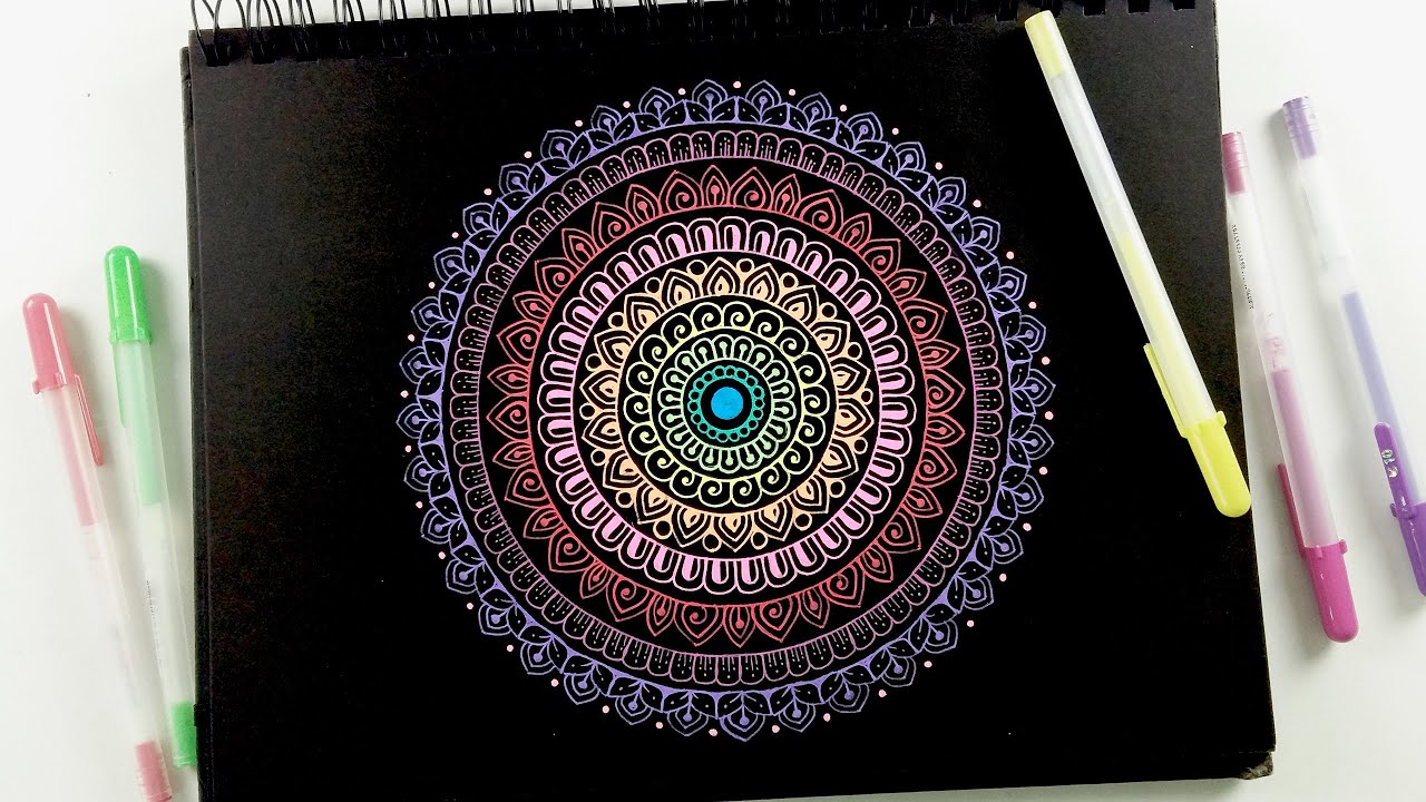 How to draw MANDALA ART for beginners || Easy Mandala on black paper || step by step tutorial