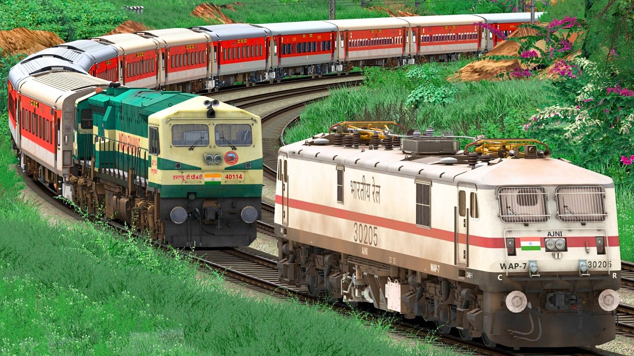 WAP7 RESCUE WDP4D LHB EXPRESS TRAIN | BUMPY RAILROAD | RAILWORKS | INDIAN TRAIN SIMULATOR GAMEPLAY