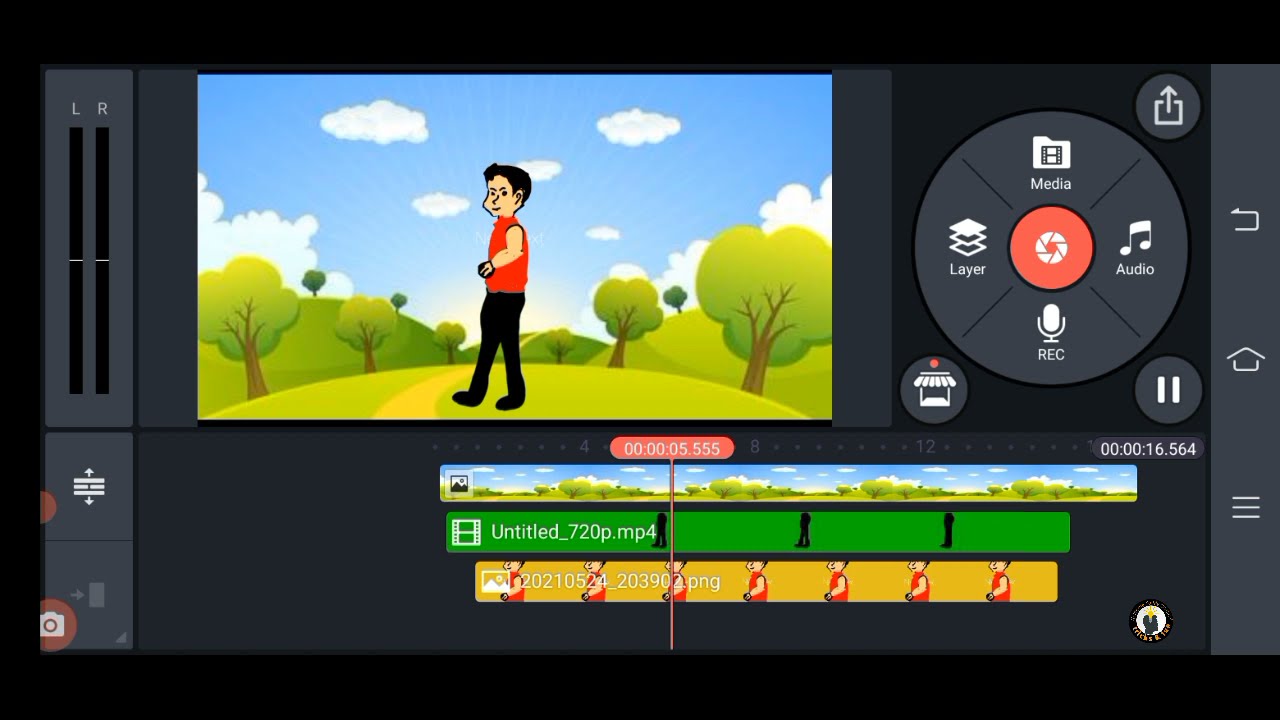 how to walk cartoon character in Kinemaster