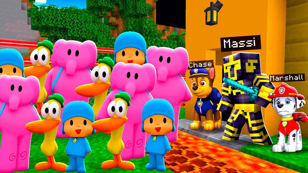 PAW PATROL me Ayuda a Defender MI CASA de APOCALIPSIS de PERSONAJES de POCOYO en MINECRAFT 😱