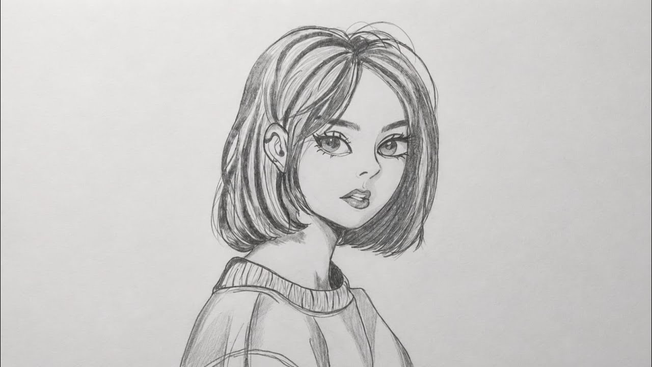 Girl Face Pencil Sketch | Step by Step Drawing | Relaxing Art Video