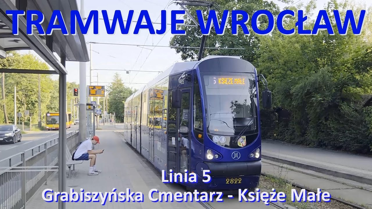 Tramwaje Wrocław. Linia 5 Grabiszyńska Cm. - Księże Małe./Traveling entire route line 5 in Wroclaw.