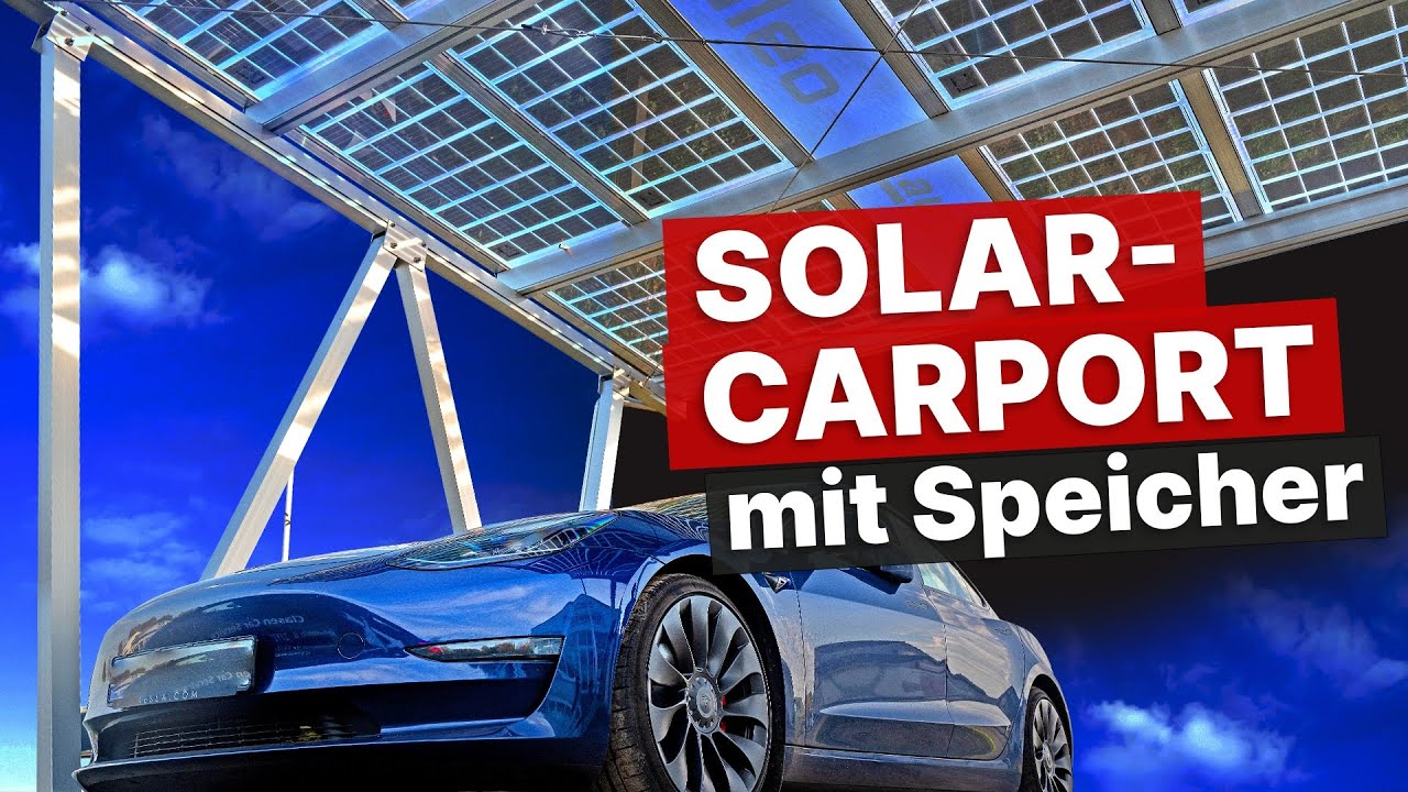 Solarcarport mit Speicher: PV Anlage lädt E-Auto ohne Netzanschluss