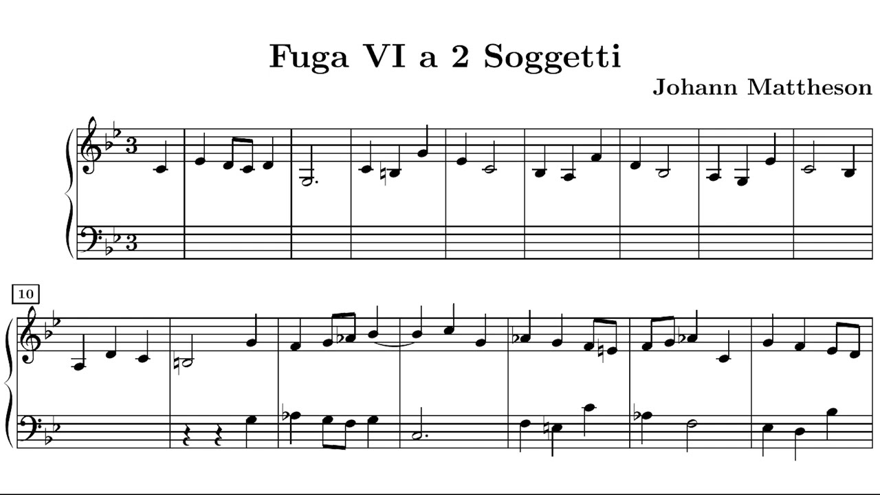 Johann Mattheson - Double Fugue and Fughetta in C Minor, Harpsichord & Sheet Music