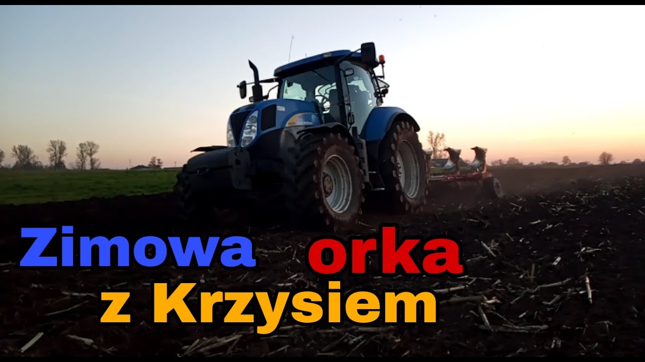 Wieczorna zimowa orka 2021 z Krzysiem/New Holland t6090/Agro-Masz Po4