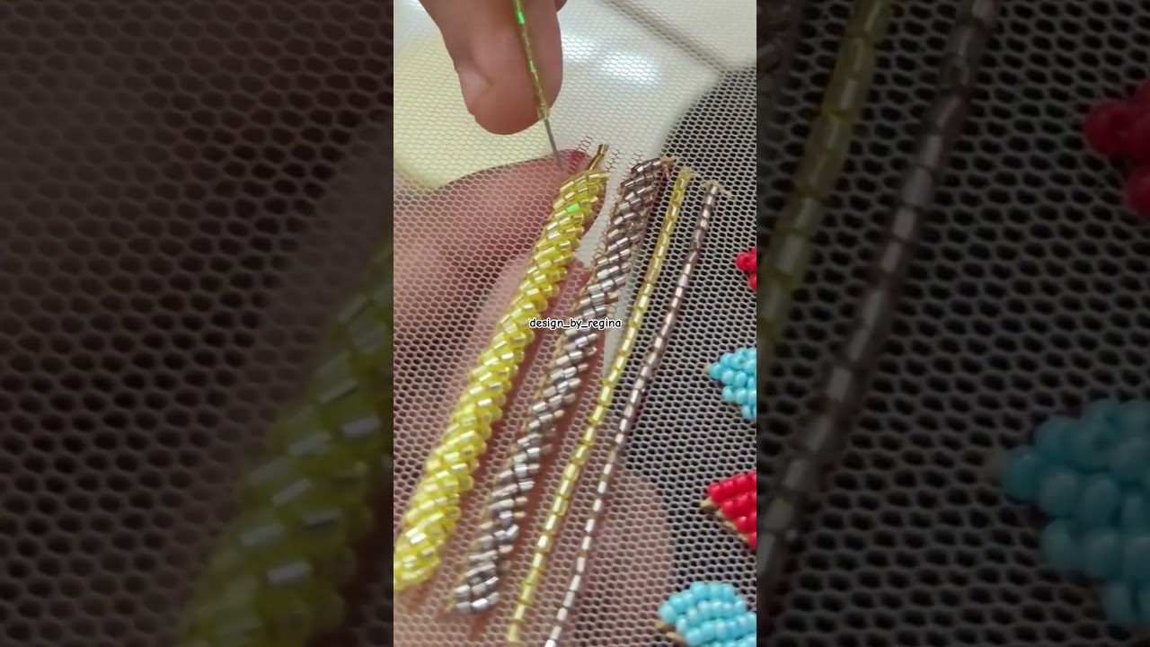 cut beads loading stitch | aari work for beginners #shorts #aari #shortsvideo #aariwork  #begginers