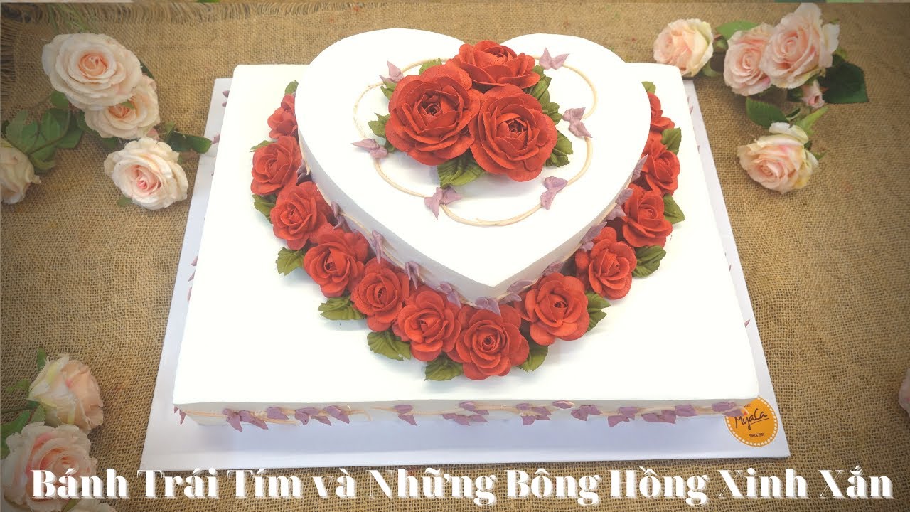 Mẫu Bánh Kem Hoa Hình Trái Tim  Siêu Đẹp | Myaca Bakery