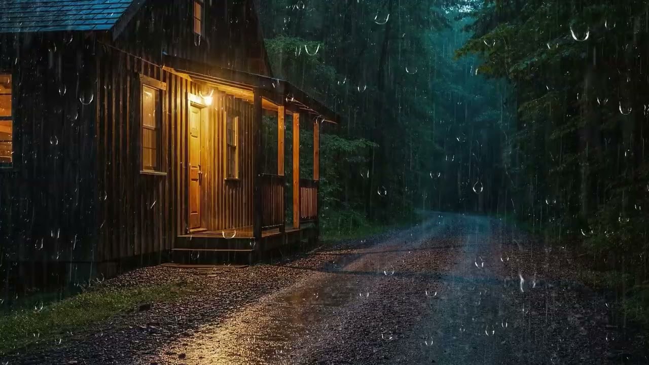 Sleep Instantly in Under 5 Minutes with Heavy Rain and Thunder on Roof in the Forest at Night