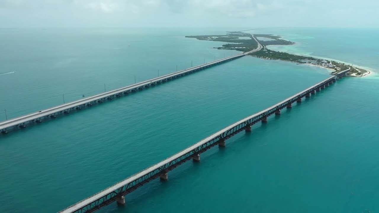 The Majestic Bahia Honda Bridge &ndash; Aerial Views of Florida Keys, USA in 4K