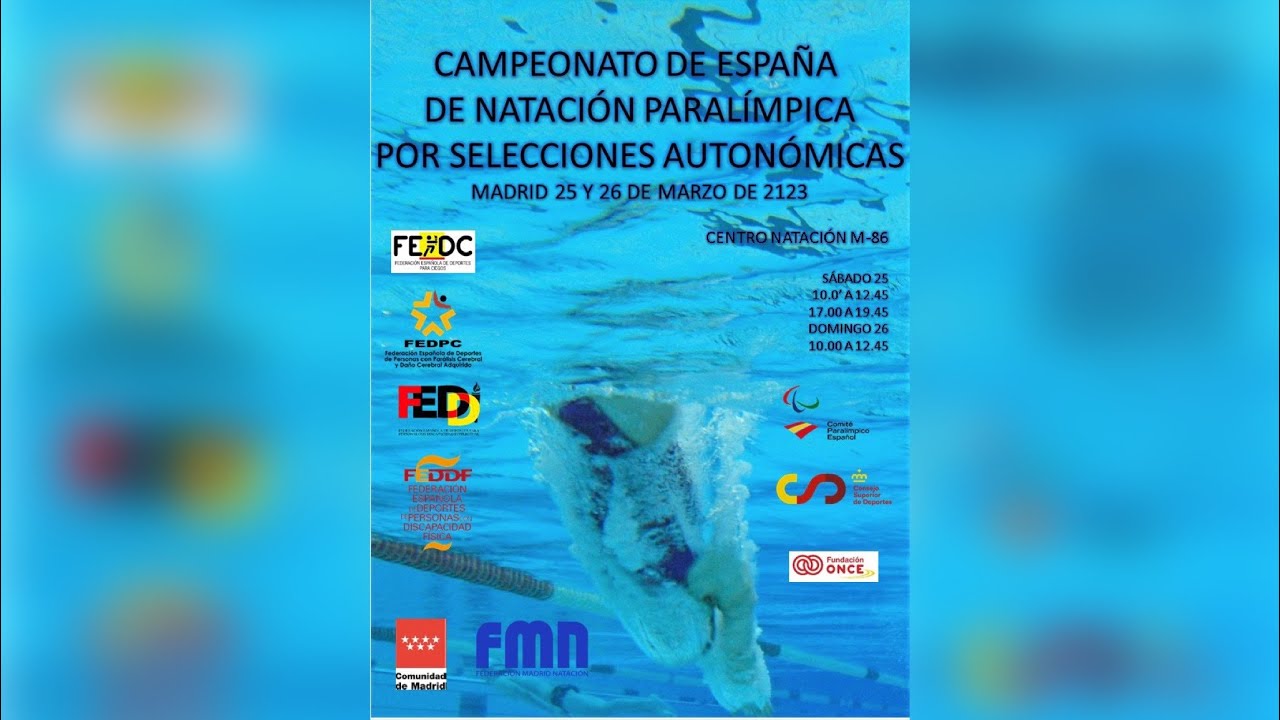 CAMPEONATO DE ESPAÑA ABSOLUTO POR COMUNIDADES AUTÓNOMAS DE NATACIÓN ADAPTADA 2023 (SÁBADO MAÑANA)