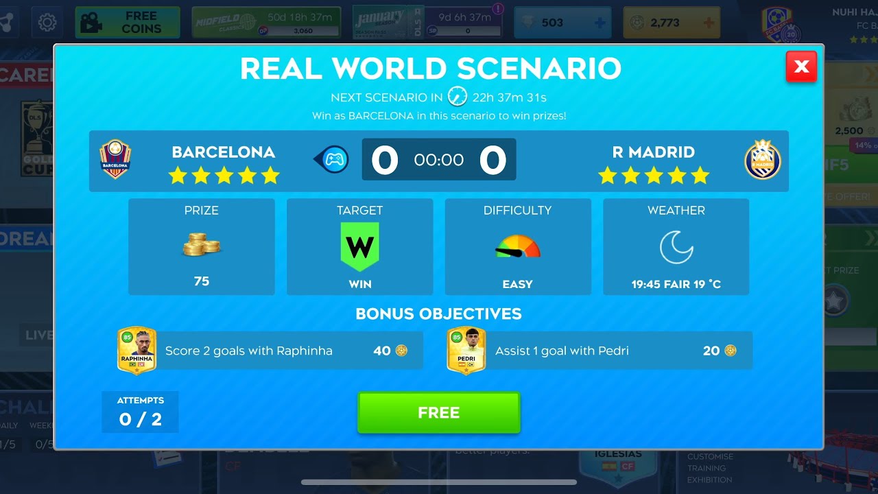 DLS 26 scenario: FC Barcelona VS Real Madrid 
