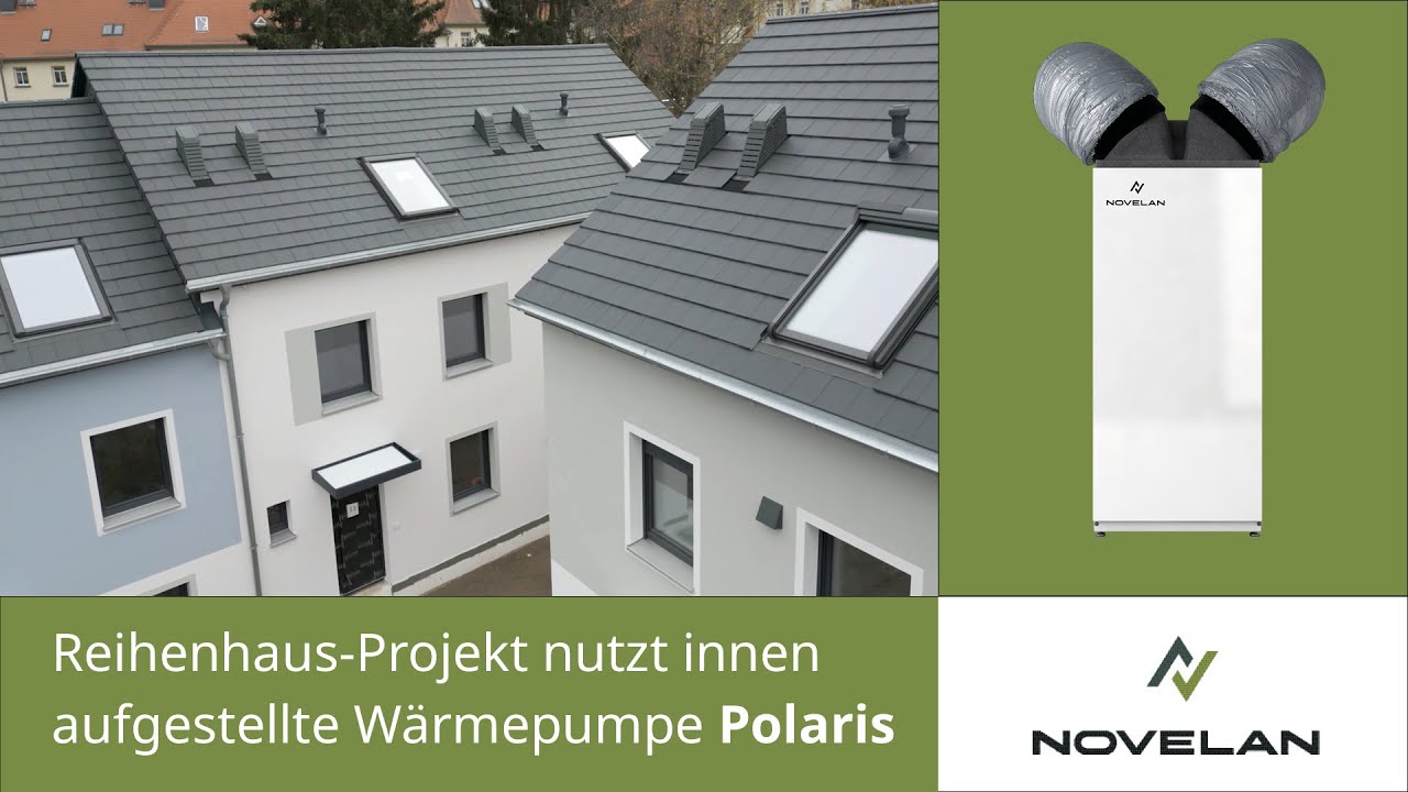 Innen aufgestellte Luftwärmepumpe Polaris im Reihenhaus-Projekt in Dresden