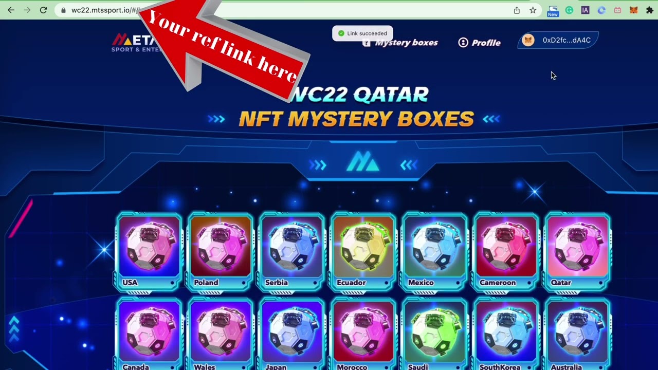 How to buy WC22 Mystery Box NFTs via MetaMask wallet by Desktop?