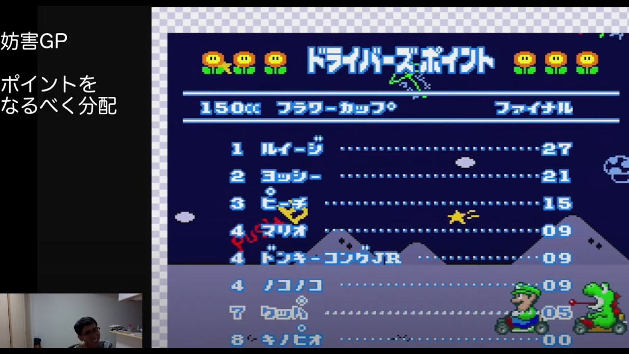 [妨害グランプリ]スーパーマリオカートフラワーカップでCPUの順位を狂わせて総合7位に！