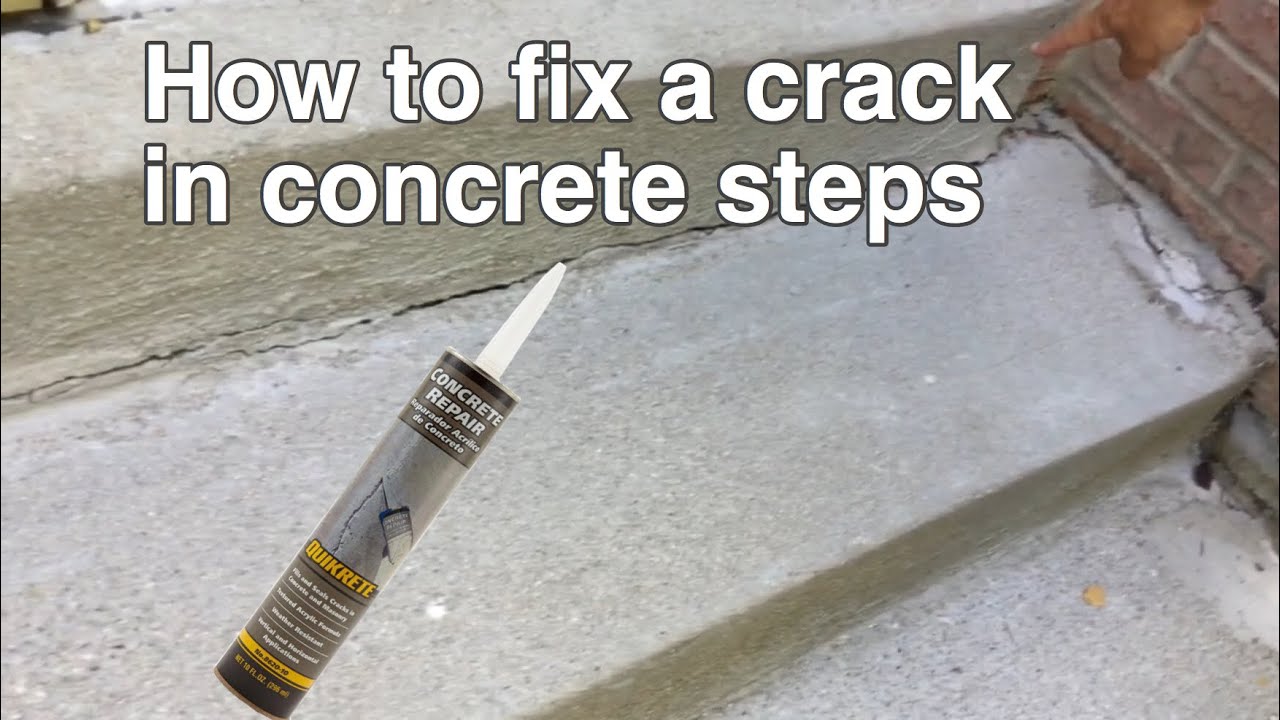 Dad Fixes a Crack in Concrete Steps