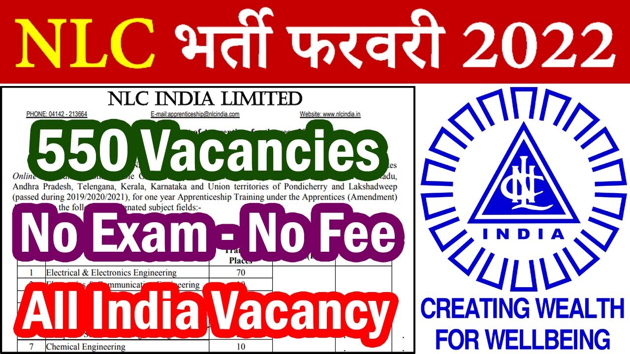 NLC भर्ती फरवरी 2022 || NLC Recruitment 2022 Apply Online @ www.nlcindia.in