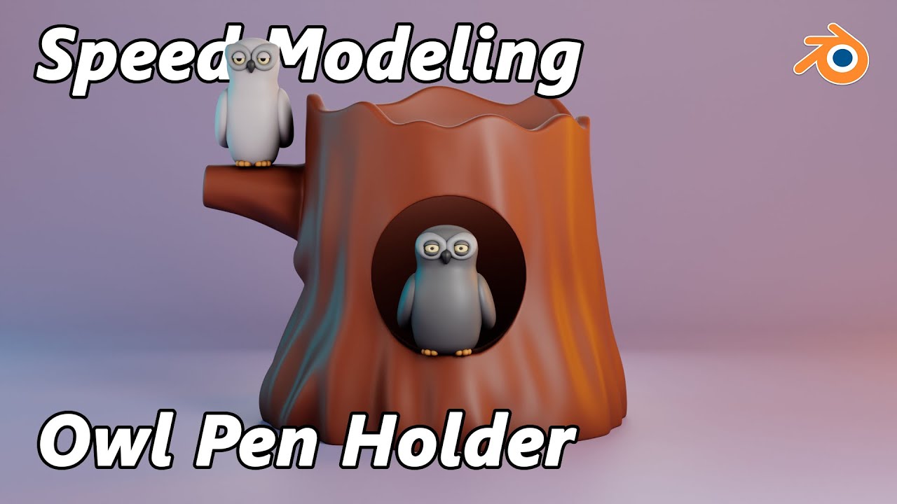 Owl pen holder | Timelapse in Blender for 3d Print
