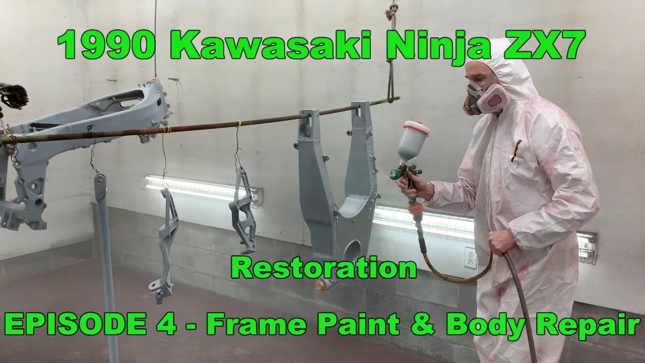 1990 Kawasaki Ninja ZX7 H2 -  Restoration - Episode 4 - Frame Painting