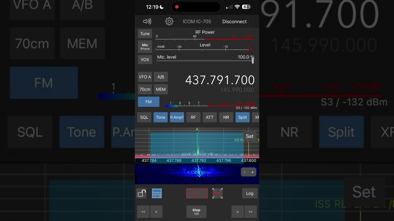FM communications on the Amateur Radio repeater on the International Space Station at 77° elevation.
