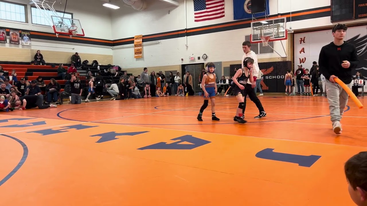 Levi wrestling, Madelia, 2/8/26, 3/3, 3rd grade