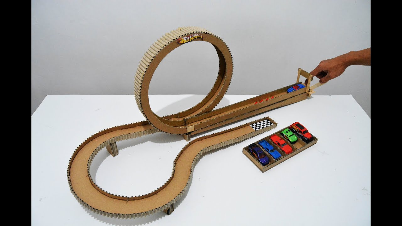 MENGAGUMKAN!DARI SELEMBAR KARDUS JADI TREK HOT WHEELS DENGAN PELUNCUR-Mainan Anak