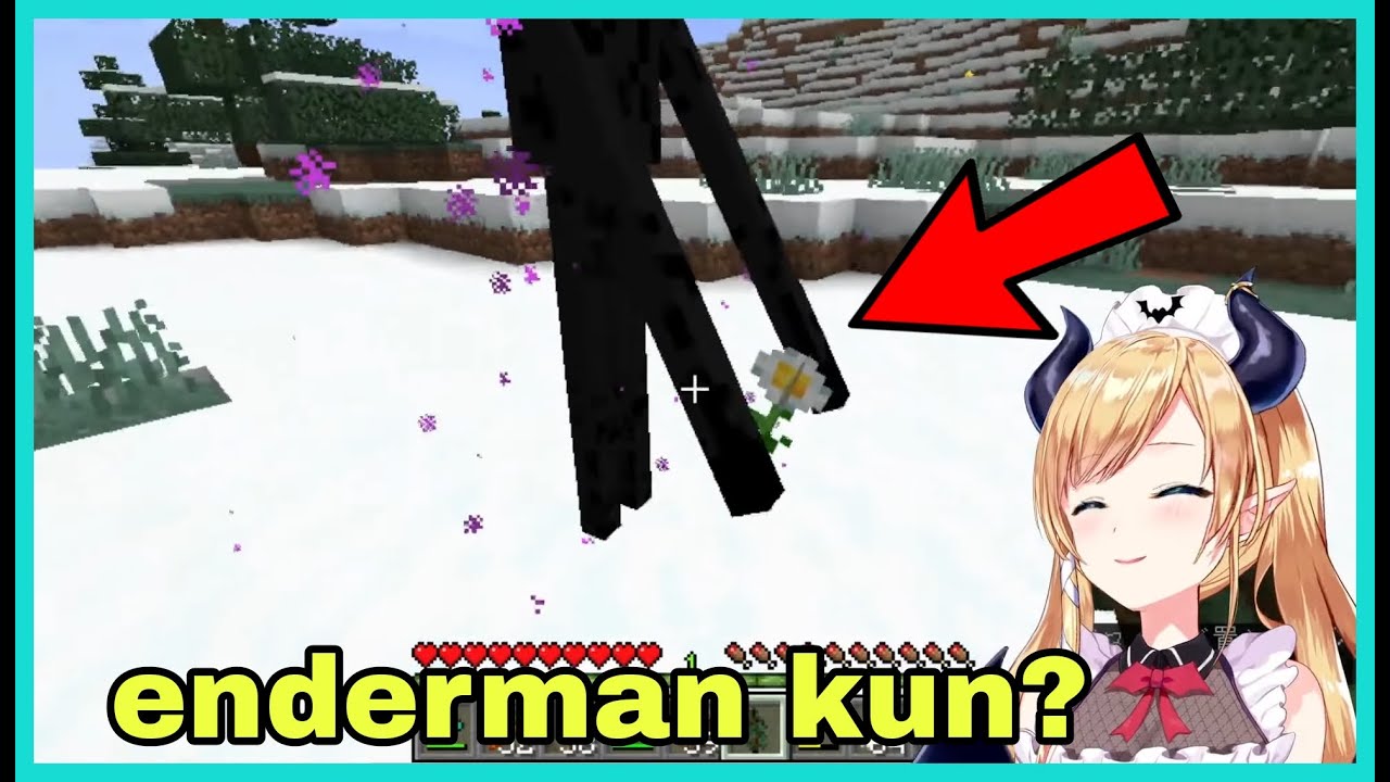 Yuzuki Choco Got Surprised When Enderman Bring Her A Flower | Minecraft [Hololive/Eng Sub]
