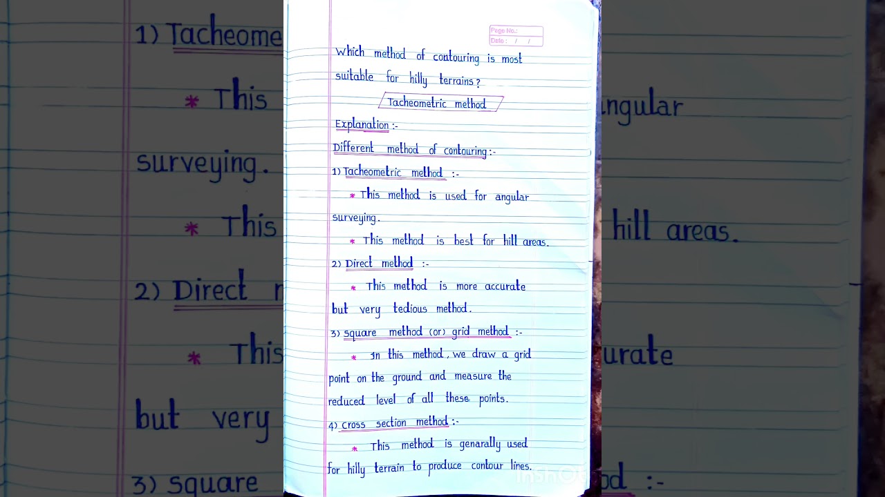 short notes for contouring survey in civil engineering