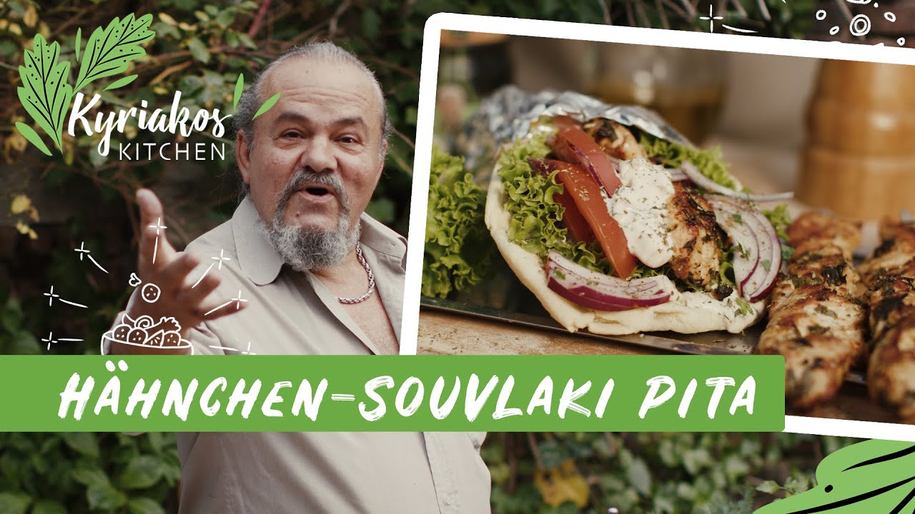 Hähnchen Souvlaki vom Grill im Pita-Brot | Kyriakos Kitchen