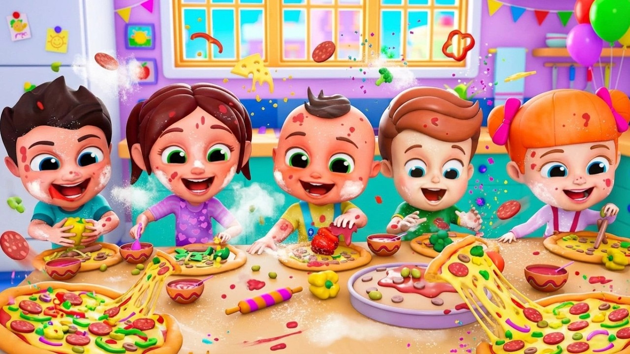 Pyszna piosenka dla dzieci 😋 5 dzieci robią pizzę 🍕 Więcej polskich piosenek dziecięcych