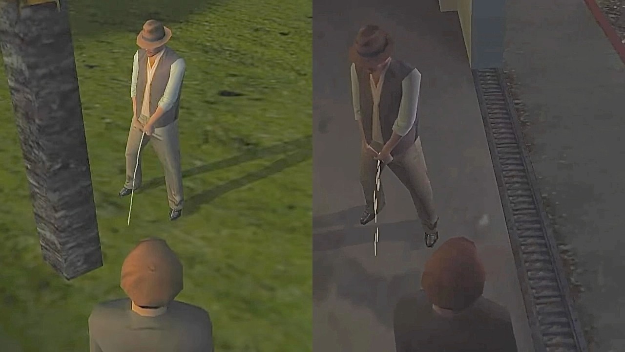 Mafia: Man Peeing On The Floor & Tree (Split Screen) (Flipped)