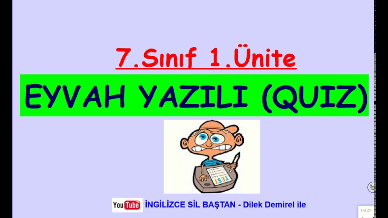 İngilizce 7. Sınıf 1. Ünite Yazılı, Quiz