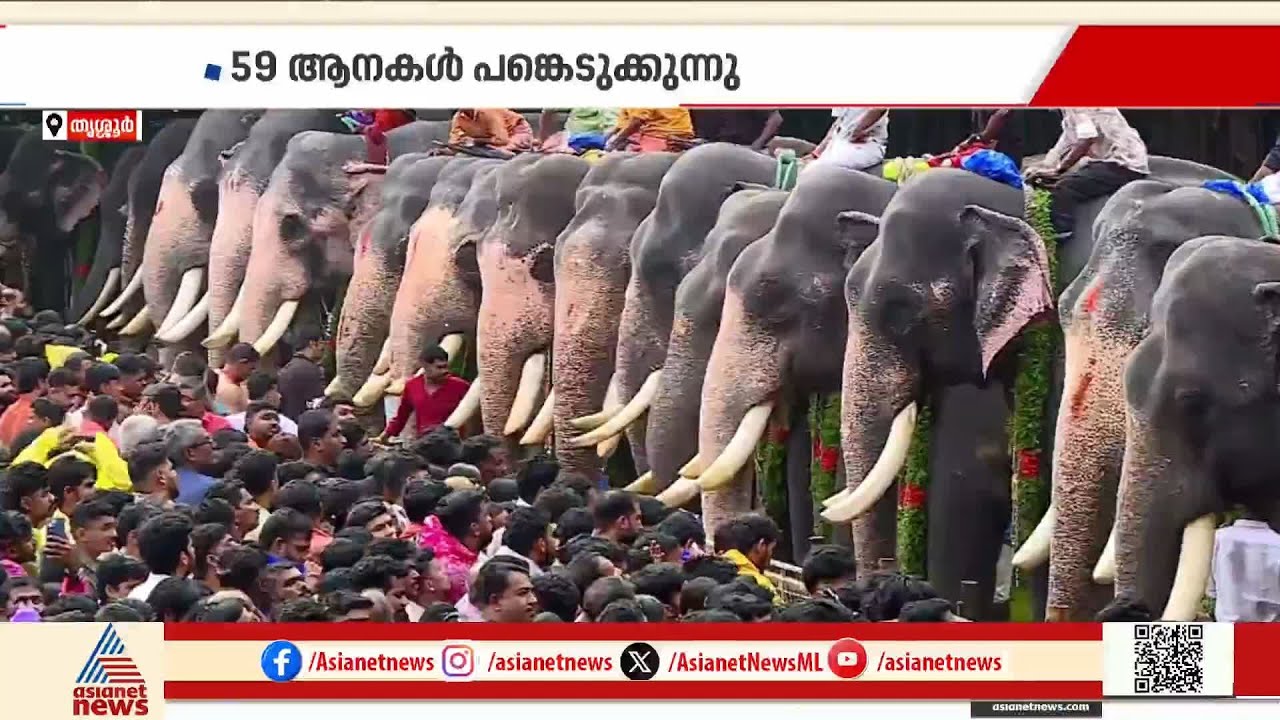 59 ഗജവീരൻമാര്‍ അണിനിരന്നു; വടക്കുംനാഥ ക്ഷേത്രത്തിൽ ആനയൂട്ട് | Thrissur | Aanayoottu