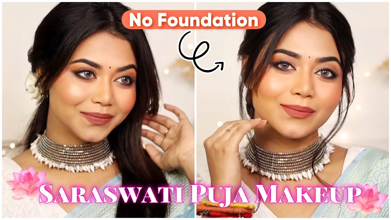 Saraswati Pujo Look✨ 😍 Affordable Makeup Look | Makeup Tutorial | Sharmili Chakraborty