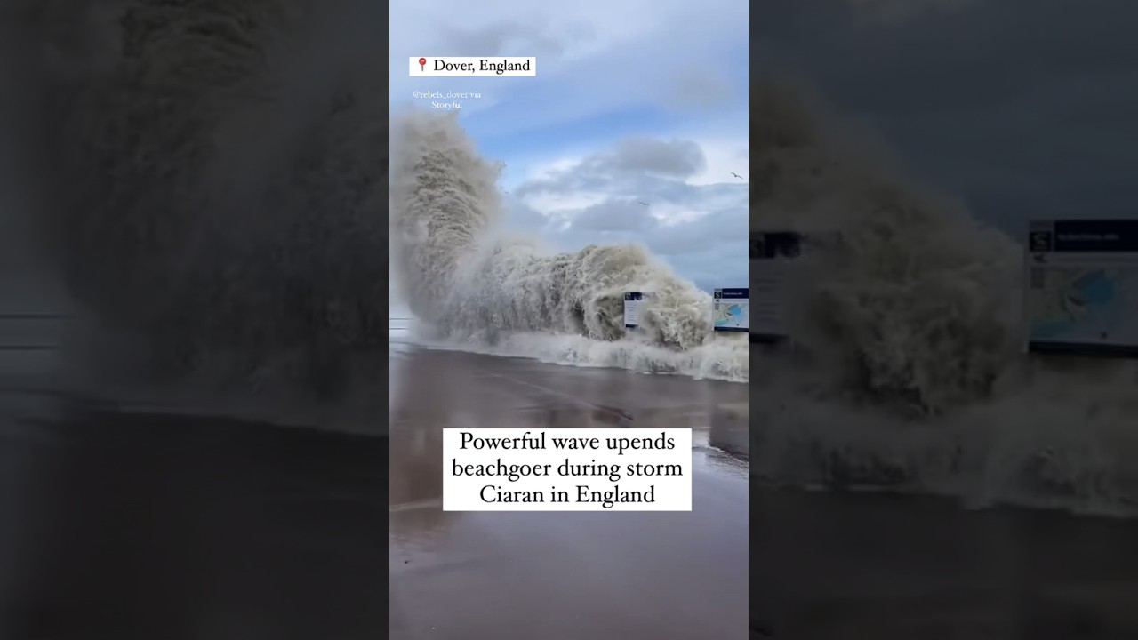 Wave upends beachgoer in England #shorts