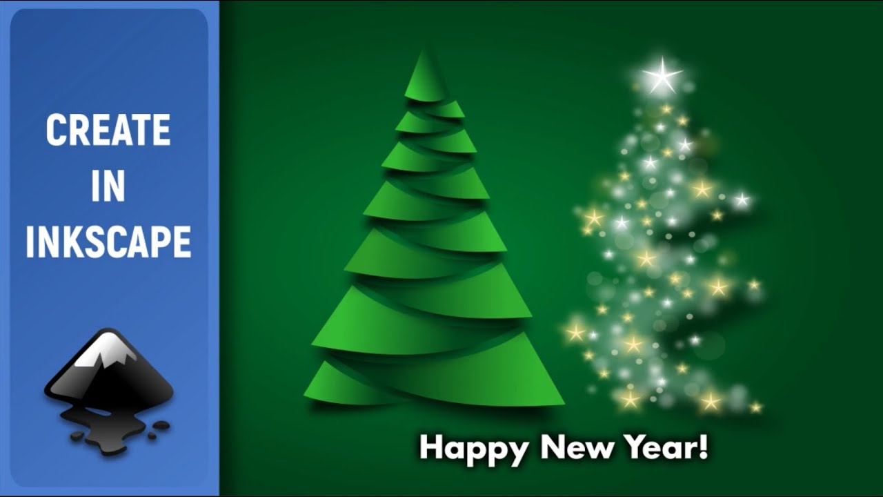 Made with Inkscape (Speed Art): Stylish vector trees for Christmas and New Year