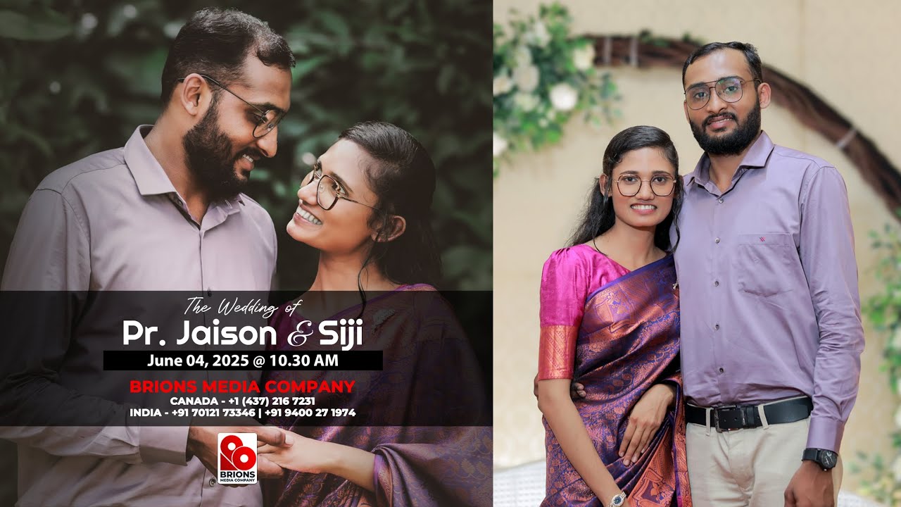 Pr. Jaison + Siji | Wedding Day Live Telecast | 04.06.2025 | #brionsmediacompany #bmc