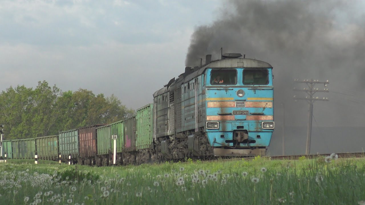 3ТЭ10М-1249A/1246A Грузовой поезд Bălți-Mateuţi на перегоне Rogozheni-Unchiteşti CFM/Moldova  10Д100