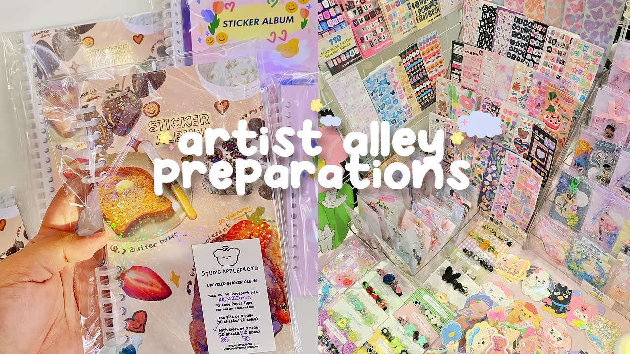 Art Market Prep 🎀 small business vlog (making sticker albums, keychain accessories and more)