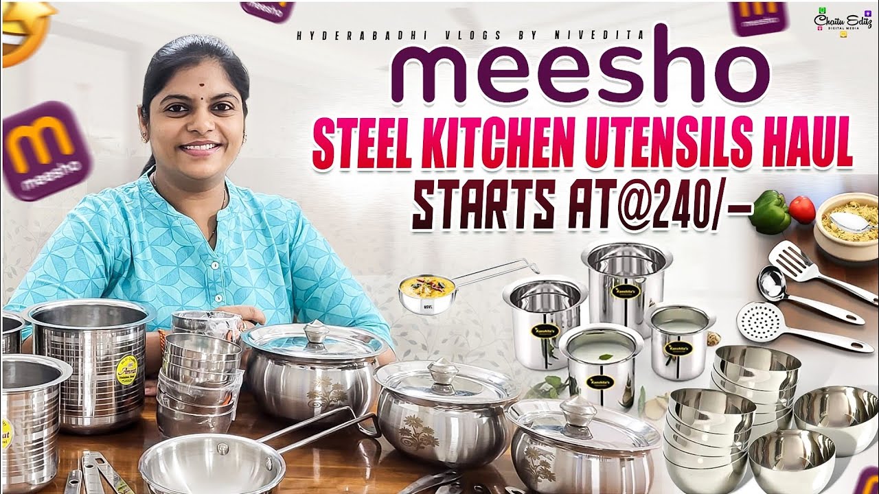Unboxing meesho Trendy&Stylish Kitchen Stainless Steel Utensils/New Kitchen Useful Items Haul @ ₹240