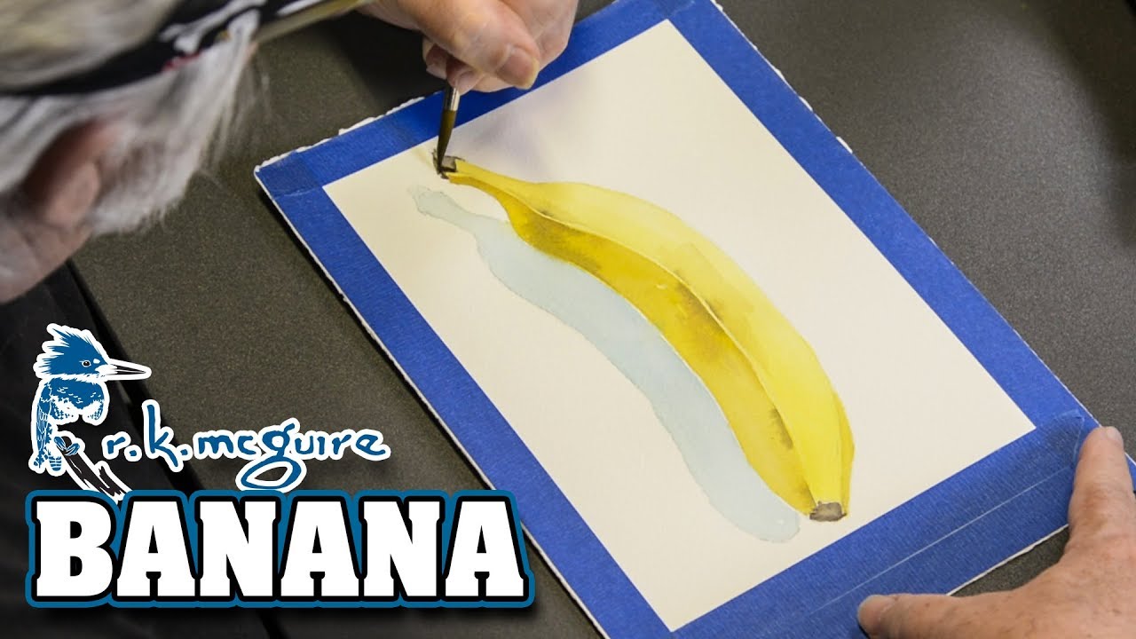 Realistic Shadows using Complimentary Colors | Paint a Banana | How to Watercolor | R K McGuire