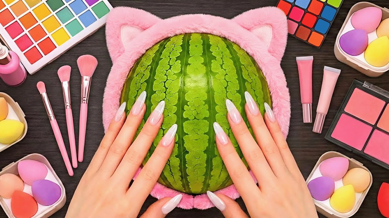 ASMR Makeup on Watermelon (No Talking)