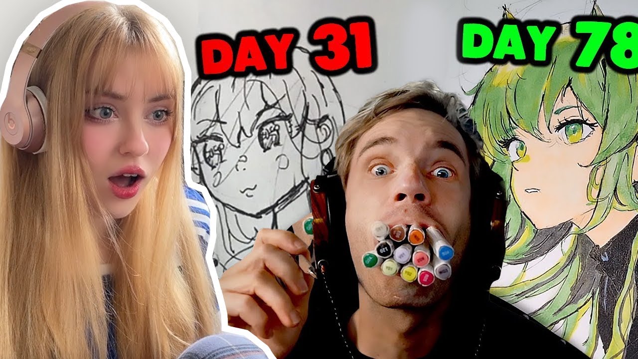 PEWDIEPIE IS A NEW ART YOUTUBER? | artist's reaction 100 days drawing