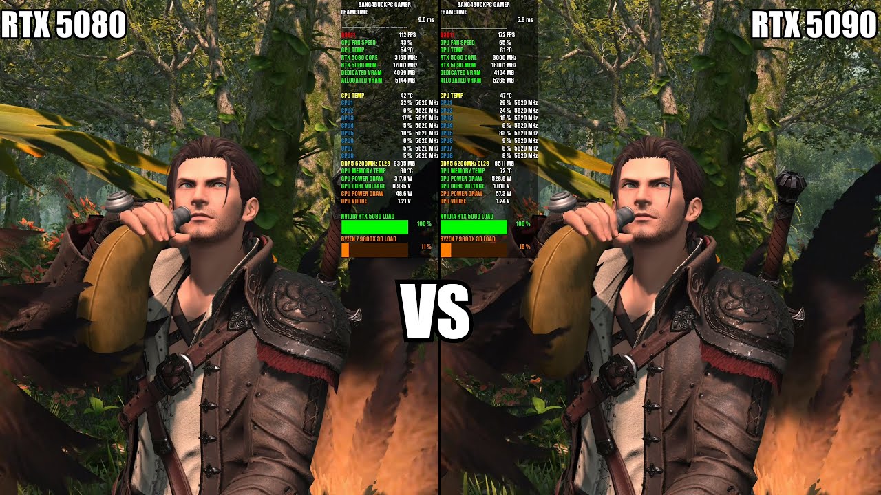 Final Fantasy XIV DawnTrail Benchmark, RTX 5080 VS RTX 5090 4K | R7 9800X3D 5.6GHz