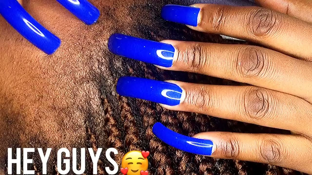 Asmr ~ amazing scalp scratching on braids using long nails 💅😁Where are my color blue lovers 💃💃